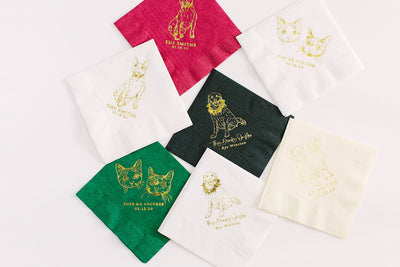 Pet Portrait Wedding Beverage Napkins