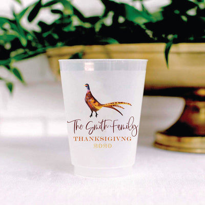 Thanksgiving Pheasant Full Color 16oz Frosted Shatterproof Cups