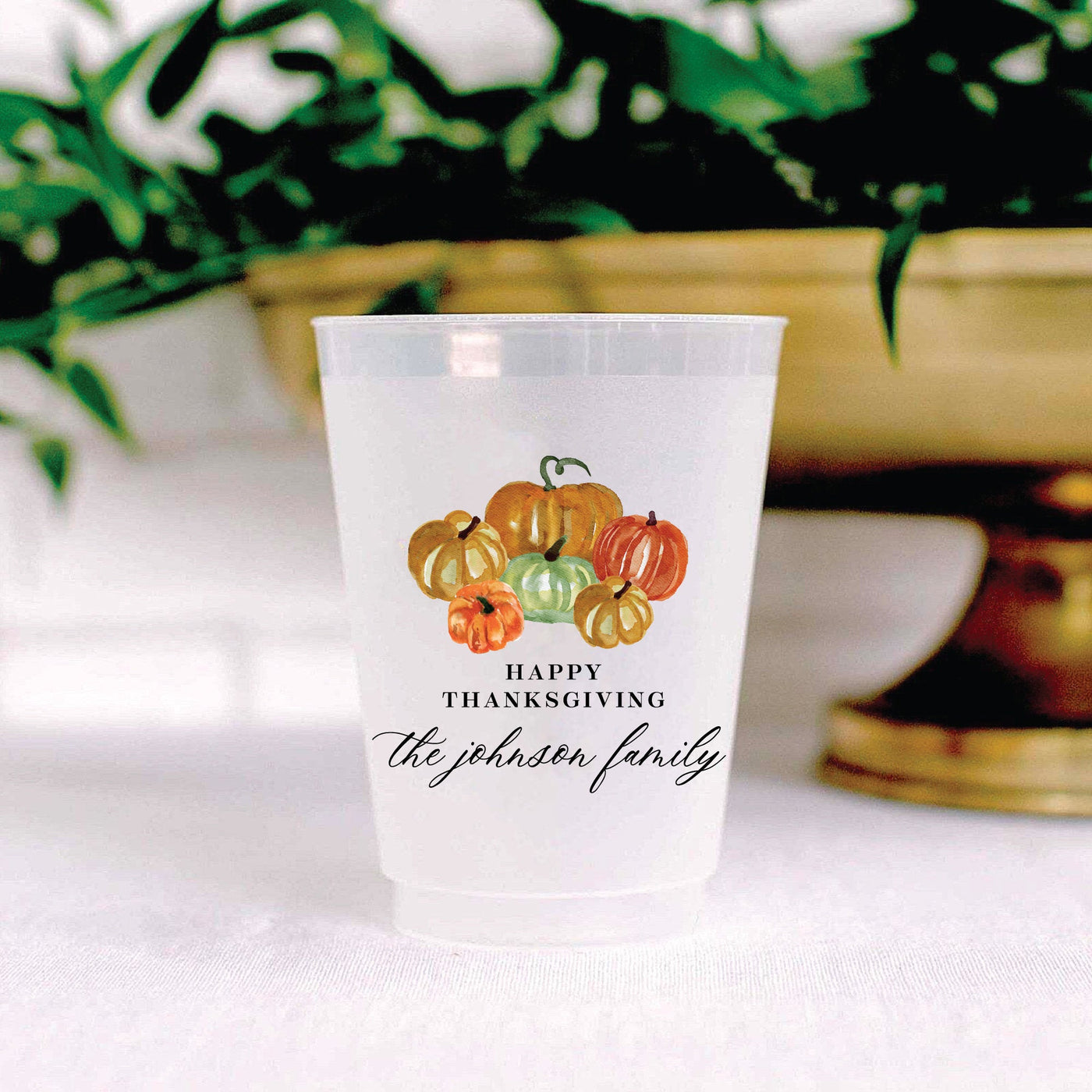 Thanksgiving Gourd Watercolor Pumpkins Full Color Printed Frosted 16oz Cups