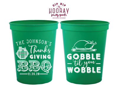 Custom Gobble Till You Wobble Thanksgiving Stadium Cups