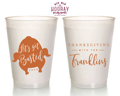 Thanksgiving Let’s Get Basted Custom Shatterproof Frosted Cups