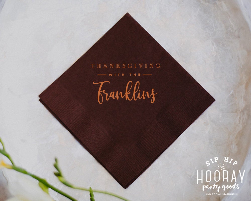 Personalized Family Thanksgiving Cocktail Napkins