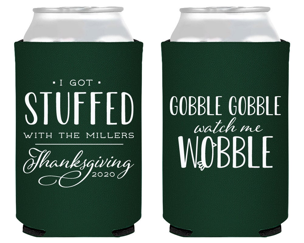 Gobble Gobble Watch Me Wobble Personalized Thanksgiving Party Favors Can Coolers
