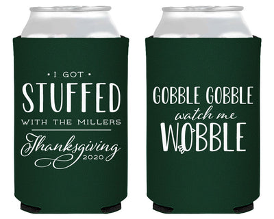 Gobble Gobble Watch Me Wobble Personalized Thanksgiving Party Favors Can Coolers