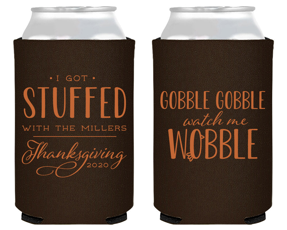 Gobble Gobble Watch Me Wobble Personalized Thanksgiving Party Favors Can Coolers