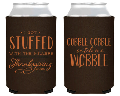 Gobble Gobble Watch Me Wobble Personalized Thanksgiving Party Favors Can Coolers