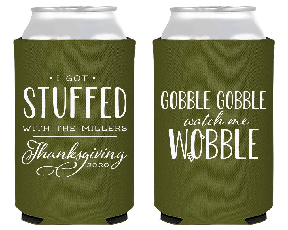 Gobble Gobble Watch Me Wobble Personalized Thanksgiving Party Favors Can Coolers