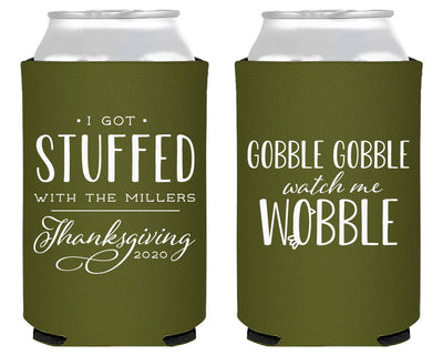 Gobble Gobble Watch Me Wobble Personalized Thanksgiving Party Favors Can Coolers