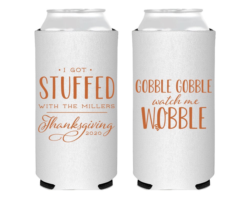 Gobble Gobble Thanksgiving Foam Slim Can Coolers