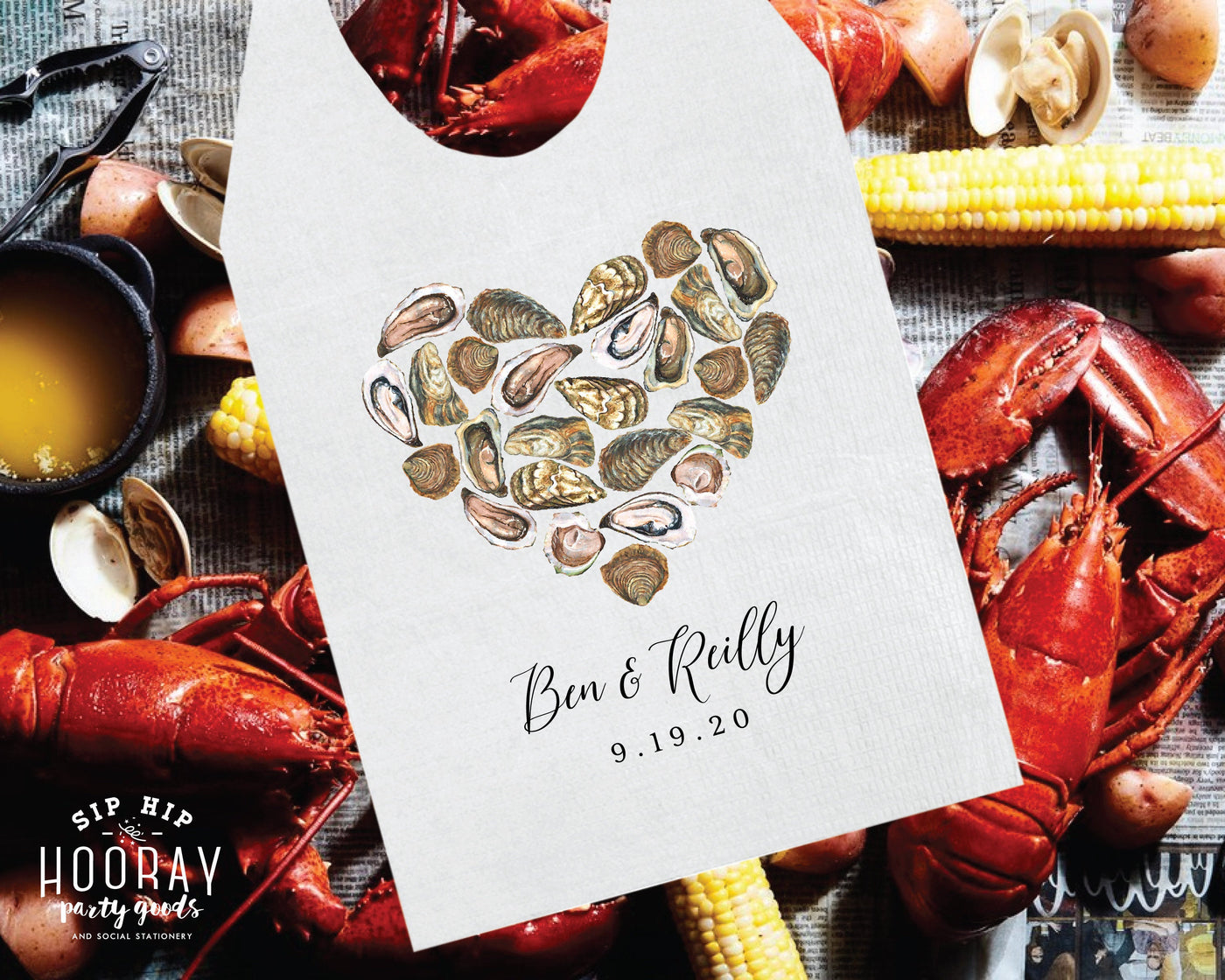Heart of Oysters Party Bibs