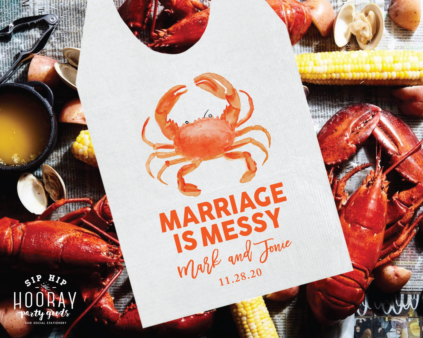 Marriage is Messy Stone Crab Party Bibs