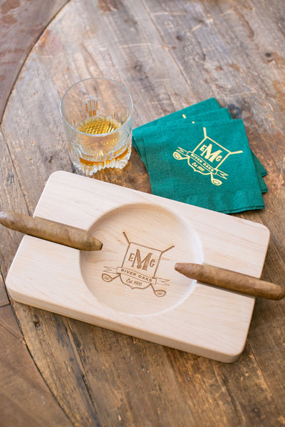 Engraved Double Cigar Ashtray