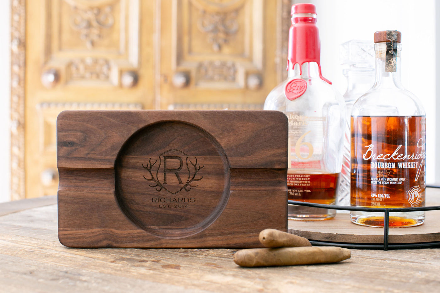 Engraved Double Cigar Ashtray