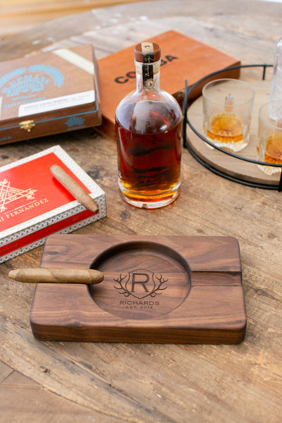 Engraved Double Cigar Ashtray