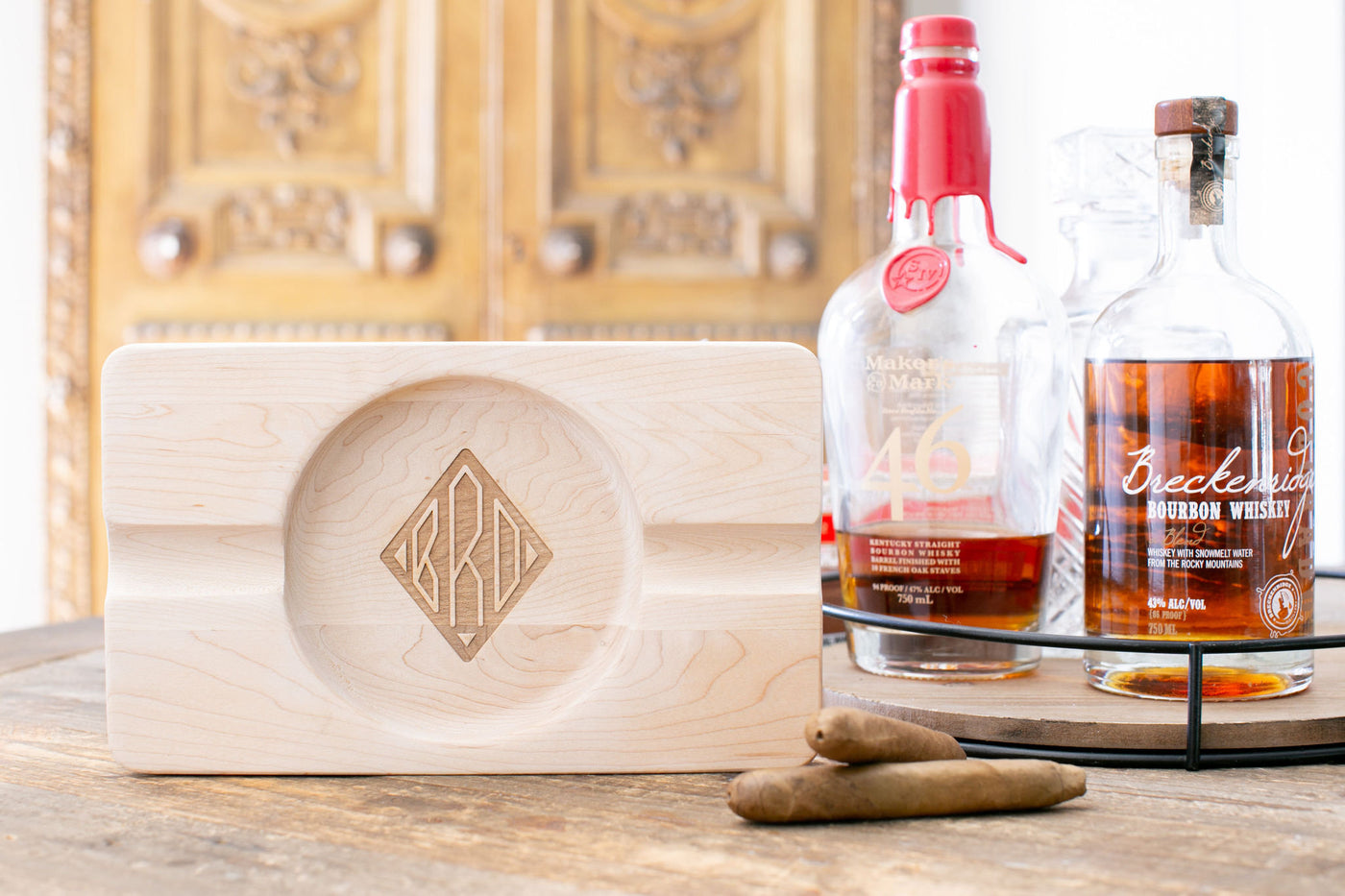 Engraved Double Cigar Ashtray