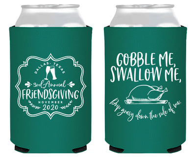 Gobble Me Swallow Custom Friendsgiving Party Favors Personalized Can Cooler