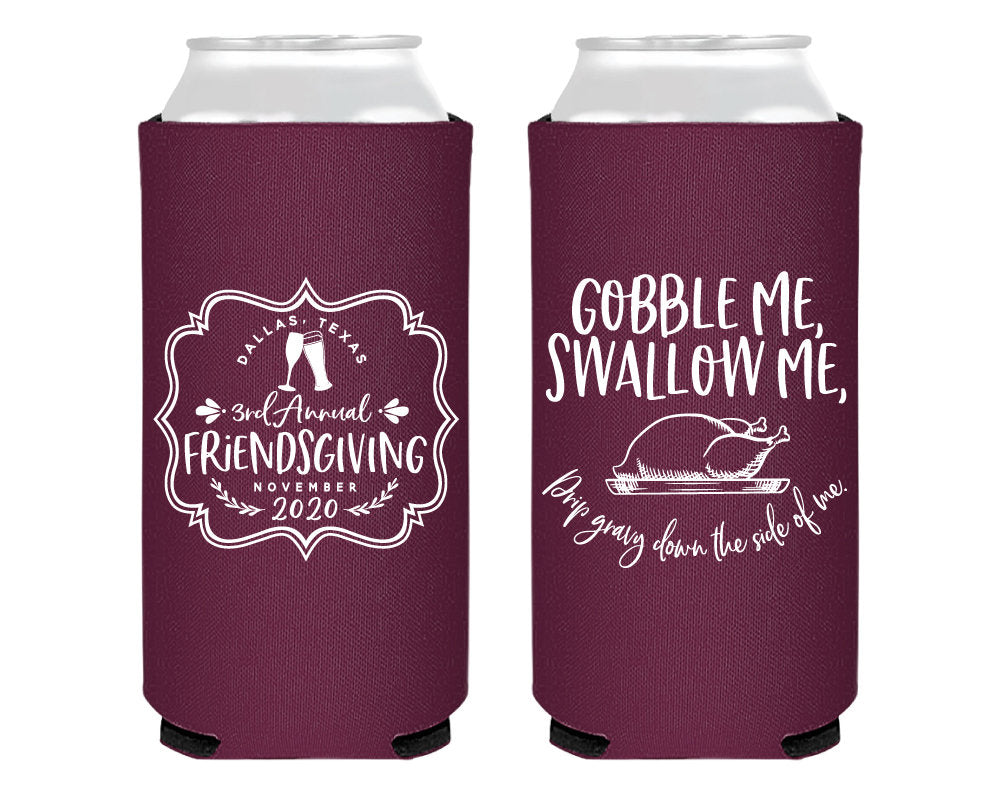 Custom Friendsgiving Foam Slim Can Coolers