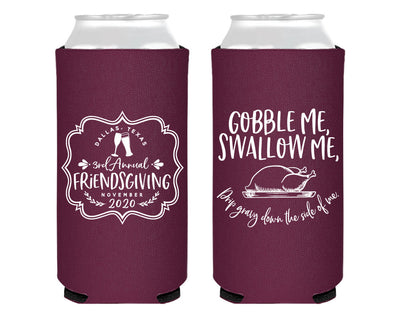 Custom Friendsgiving Foam Slim Can Coolers