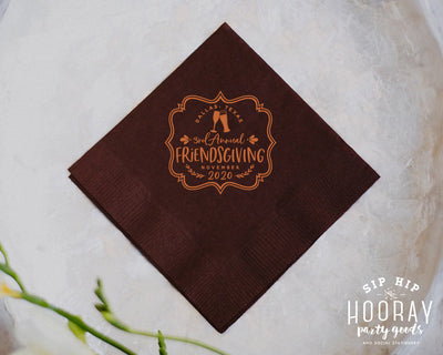 Personalized Friendsgiving Custom 3Ply Dessert and Beverage Napkins