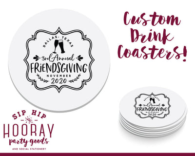 Annual Friendsgiving or Thanksgiving Party Coasters