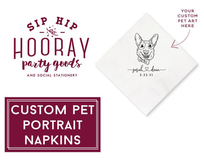 Custom Pet Drawing Cocktail Napkins