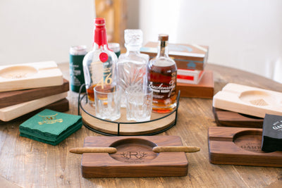 Engraved Double Cigar Ashtray