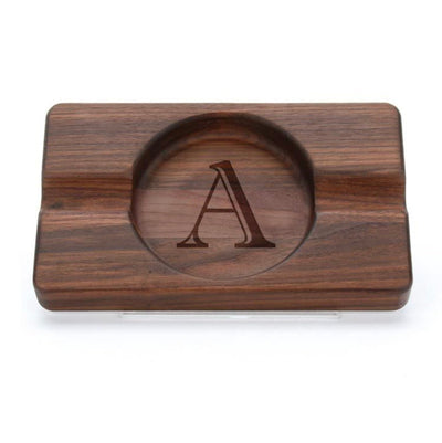Engraved Double Cigar Wooden Ashtray