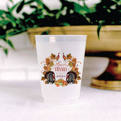 Watercolor Thanksgiving Crest Full Color Frosted Custom Cups