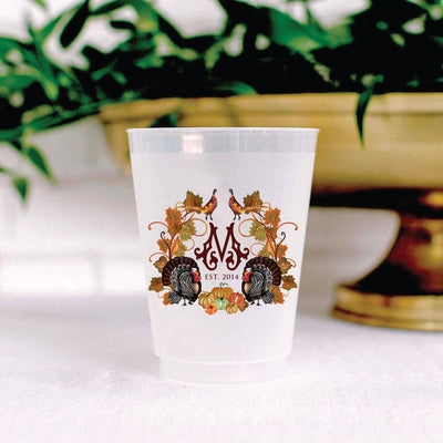 Thanksgiving Watercolor Custom Crest 16oz Full Color Printed Shatterproof Frosted Cups