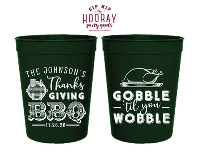 Custom Gobble Till You Wobble Thanksgiving Stadium Cups