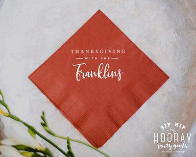 Personalized Family Thanksgiving Cocktail Napkins