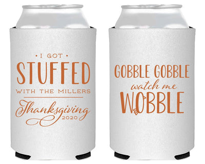 Gobble Gobble Watch Me Wobble Personalized Thanksgiving Party Favors Can Coolers
