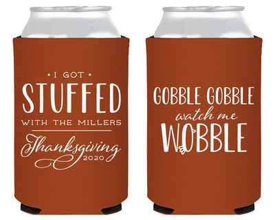 Gobble Gobble Watch Me Wobble Personalized Thanksgiving Party Favors Can Coolers
