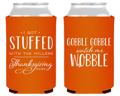 Gobble Gobble Watch Me Wobble Personalized Thanksgiving Party Favors Can Coolers