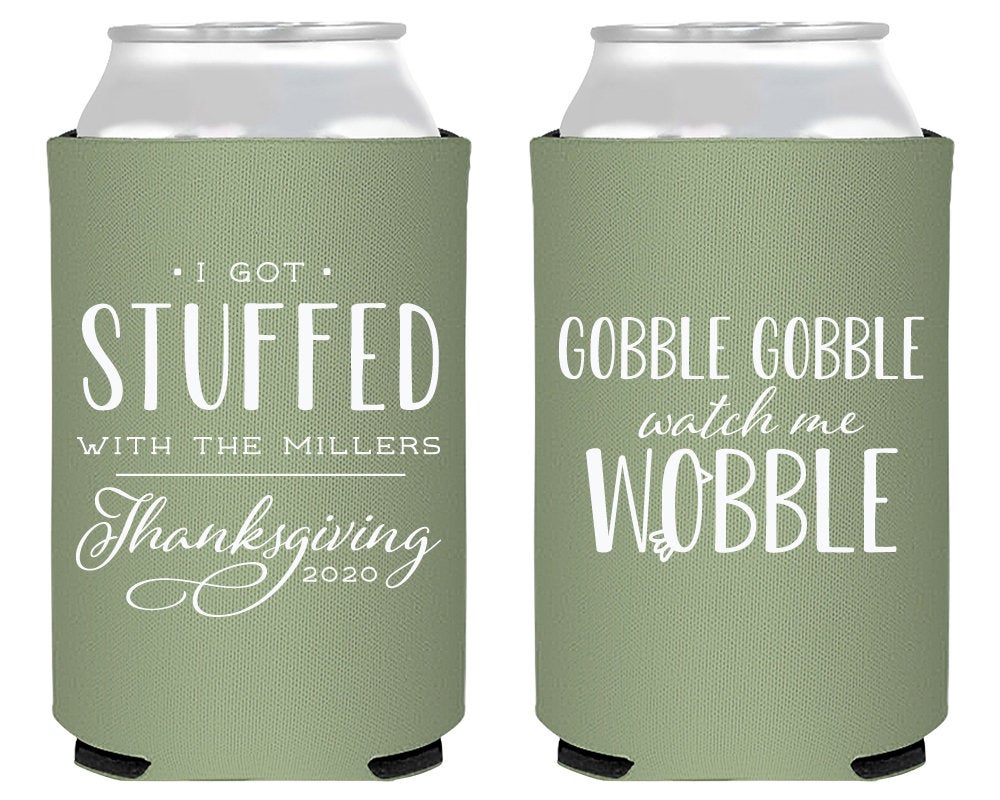 Gobble Gobble Watch Me Wobble Personalized Thanksgiving Party Favors Can Coolers