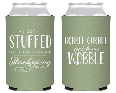 Gobble Gobble Watch Me Wobble Personalized Thanksgiving Party Favors Can Coolers