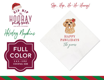 Full Color Watercolor Christmas Pet Beverage Napkins