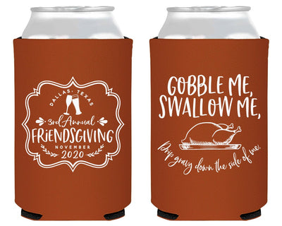 Gobble Me Swallow Custom Friendsgiving Party Favors Personalized Can Cooler