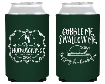 Gobble Me Swallow Custom Friendsgiving Party Favors Personalized Can Cooler