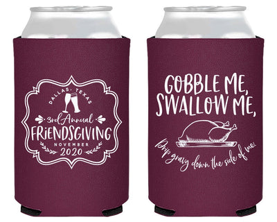 Gobble Me Swallow Custom Friendsgiving Party Favors Personalized Can Cooler