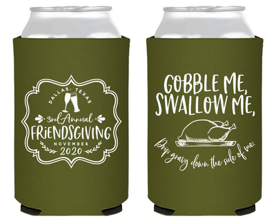 Gobble Me Swallow Custom Friendsgiving Party Favors Personalized Can Cooler