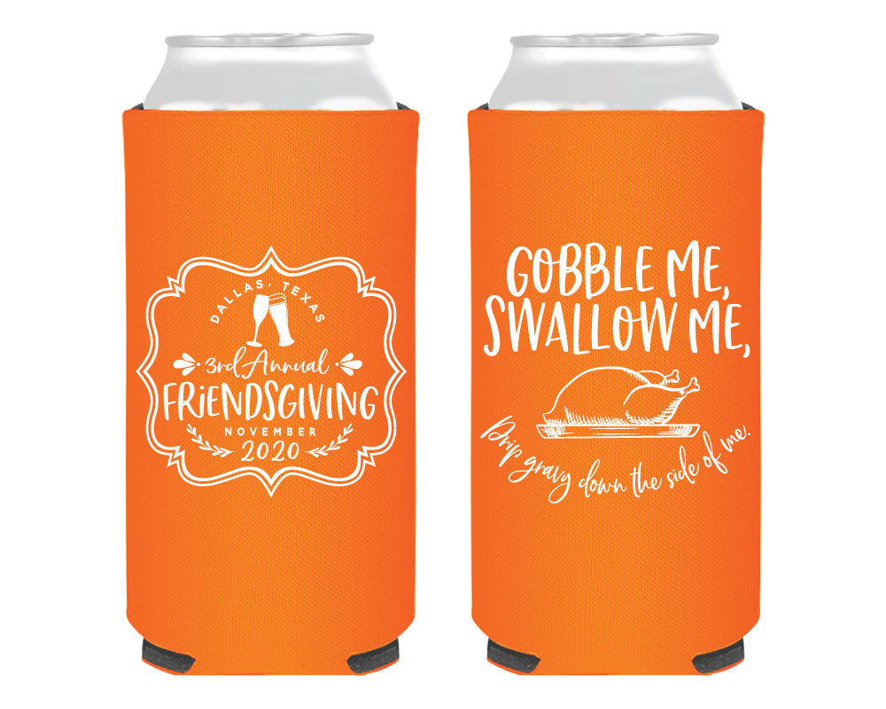 Custom Friendsgiving Foam Slim Can Coolers