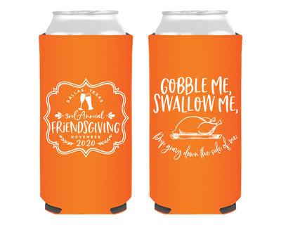 Custom Friendsgiving Foam Slim Can Coolers