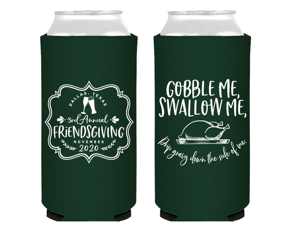 Custom Friendsgiving Foam Slim Can Coolers