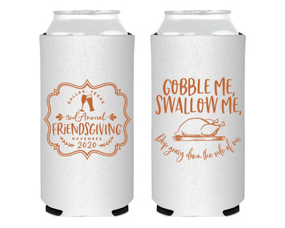 Custom Friendsgiving Foam Slim Can Coolers