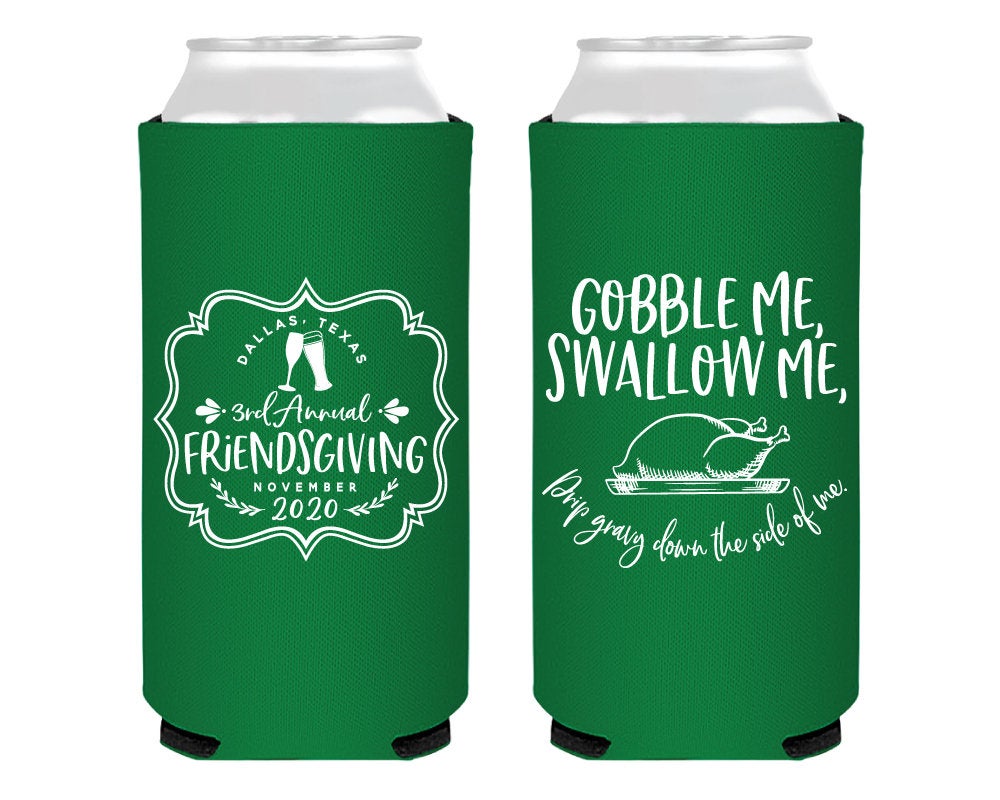 Custom Friendsgiving Foam Slim Can Coolers