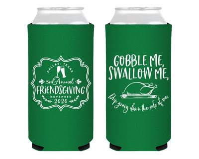 Custom Friendsgiving Foam Slim Can Coolers