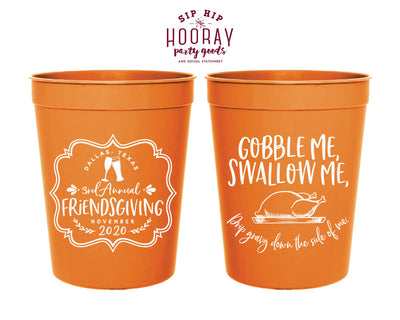 Gobble Me Swallow Me Friendsgiving Stadium Cups