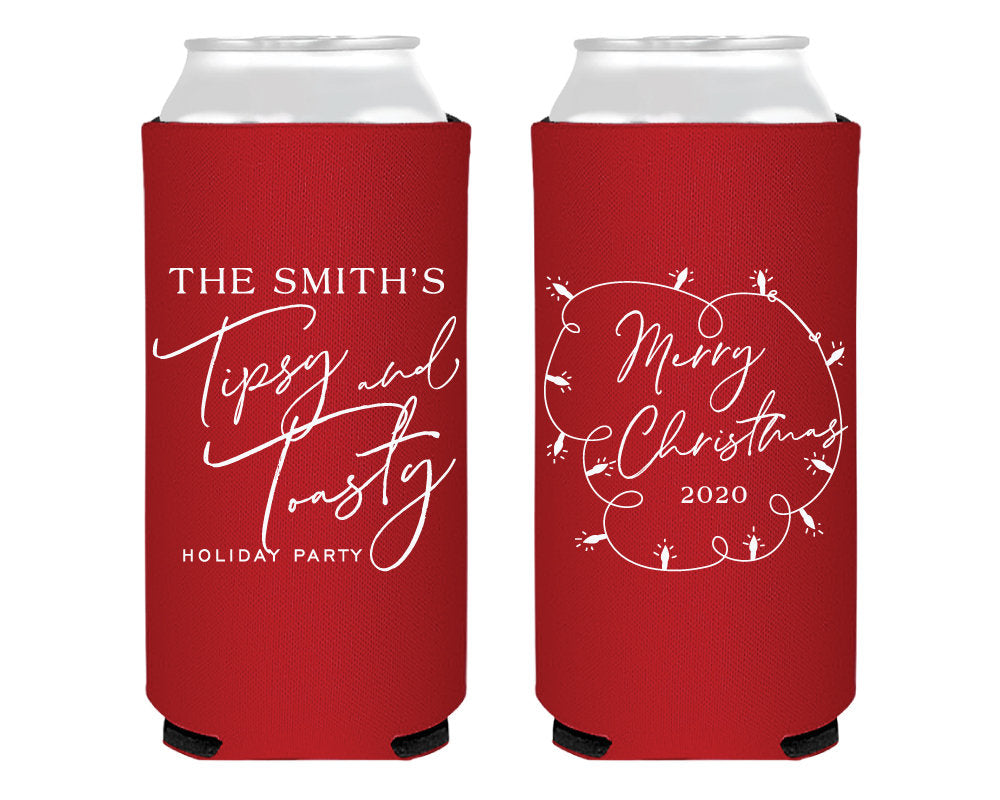 Custom Holiday Foam Slim Can Cooler