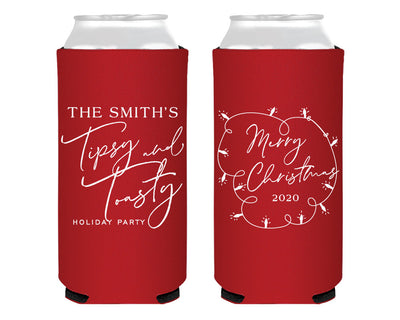 Custom Holiday Foam Slim Can Cooler